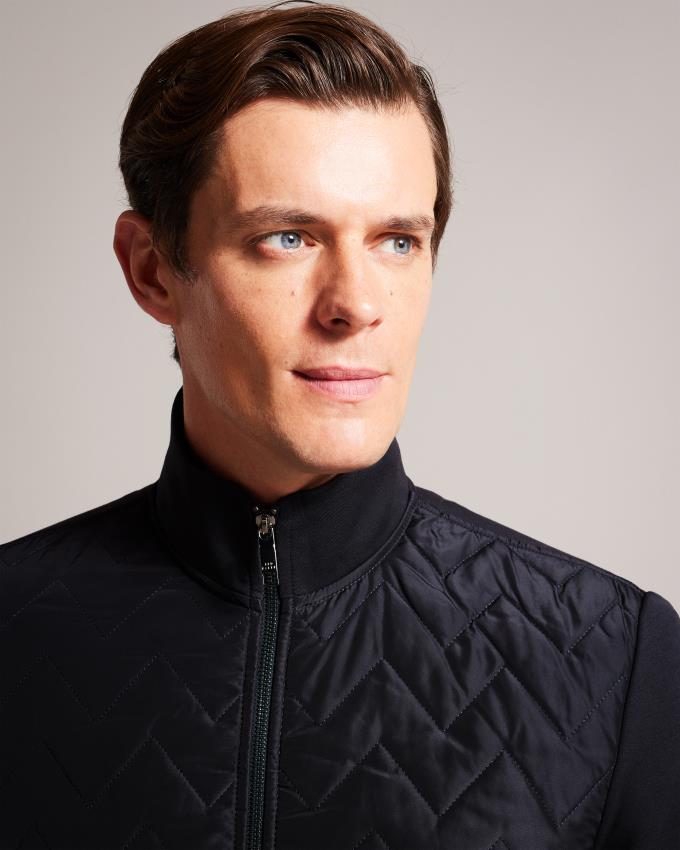 Veste Ted Baker Long Sleeve Quilted Front Bleu Marine Homme | DNA-09102299